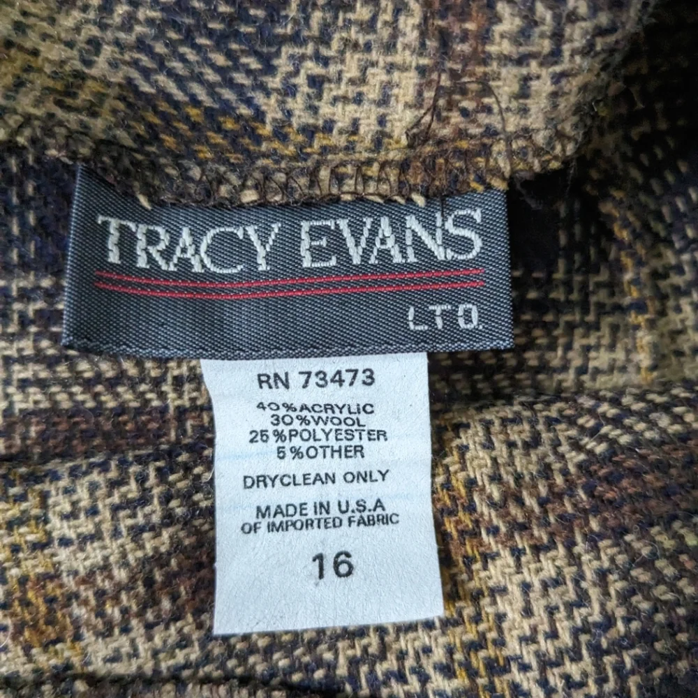 Vintage Plaid Wool Skirt with Chain Belt